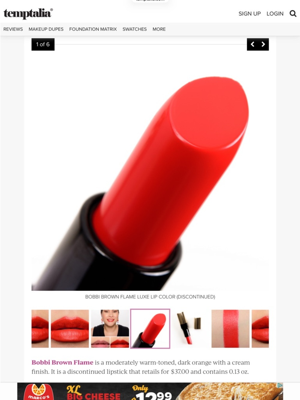 Bobbi Brown luxe Lip color Flame - Picture 2 of 6